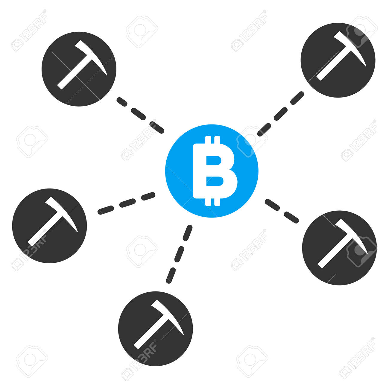 Bitcoin Mining Pool Flat Vector Icon For Application And Web - 